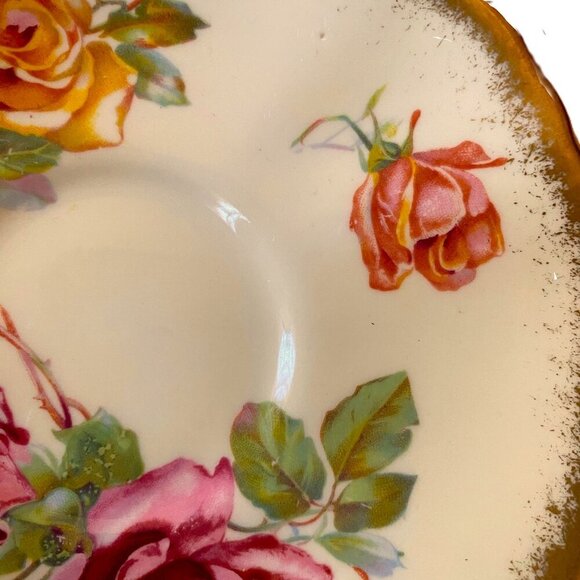 50s English Bone China Cabbage Roses Teacup and Saucer set< Bridgerton style! - Picture 10 of 16